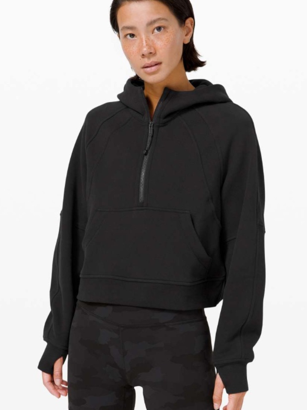 Lululemon Scuba Oversized 1/2 Zip Hoodie Sweatshirt Black Size M/L